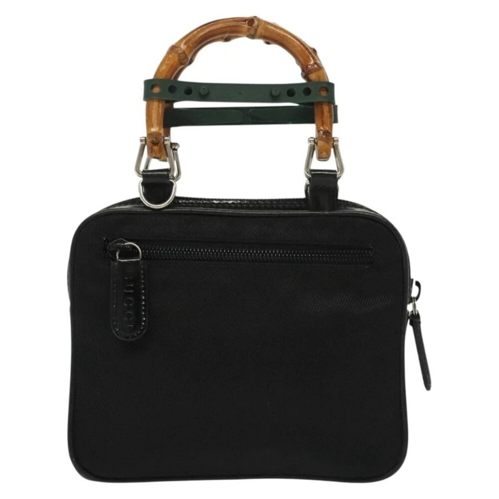 GUCCI Bamboo Hand Bag Nylon 2way Black Silver 007 2040 0275 Auth 141697 - Picture 2 of 16